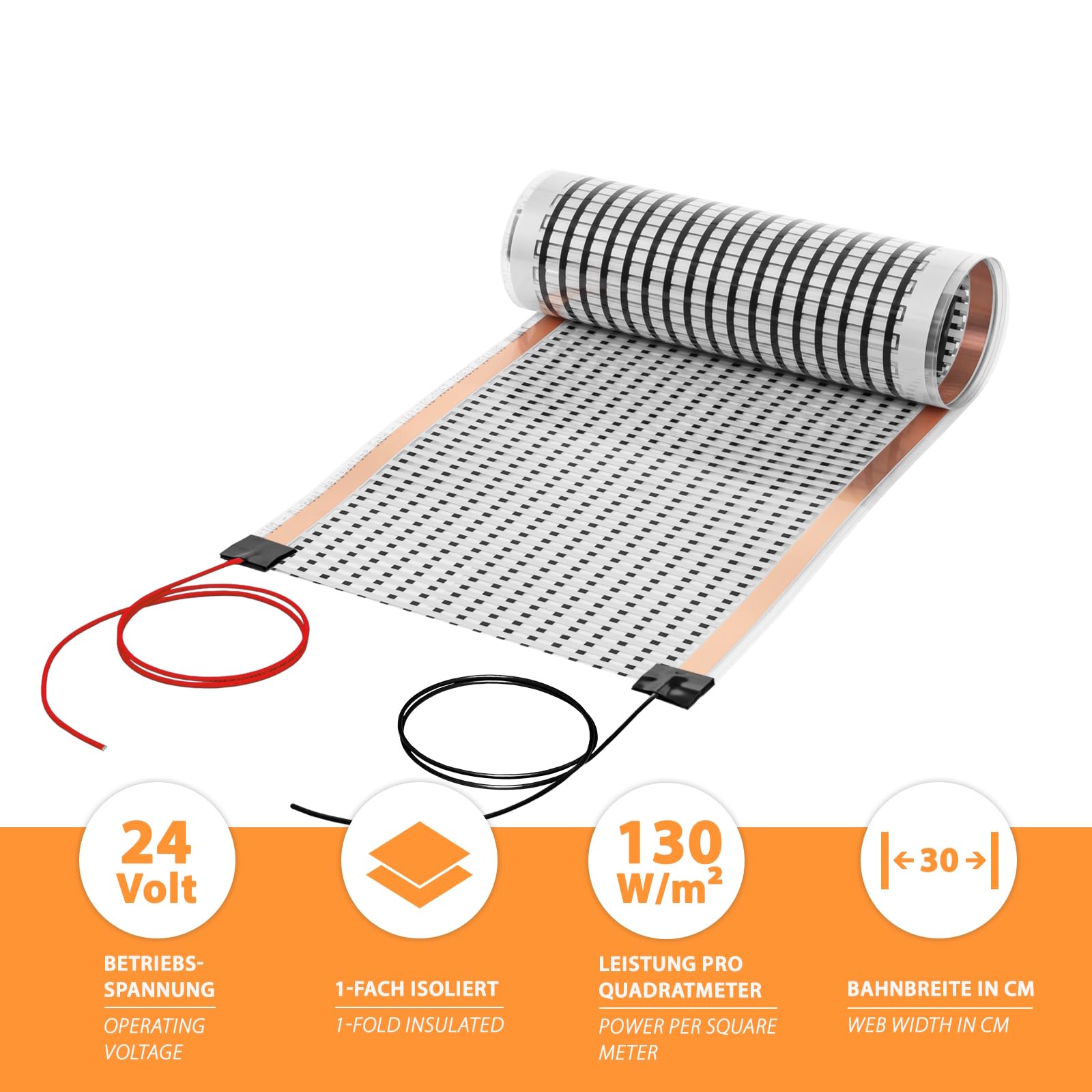 24V 130W 30cm largo 2m riscaldamento a pavimento elettrico camper case mobili