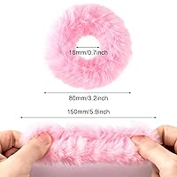 Vista 2 de OIIKI 14 bandas elásticas para el cabello con pelo sintético de conejo, bandas elásticas para coleta de caballo para niñas y mujeres, accesorios