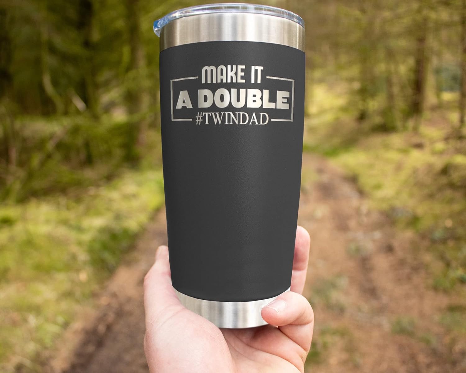 HTDesigns Make It A Double #Twindad - Engraved Twin Dad Mug - Travel Dad Gift - Father's Day - Image 3