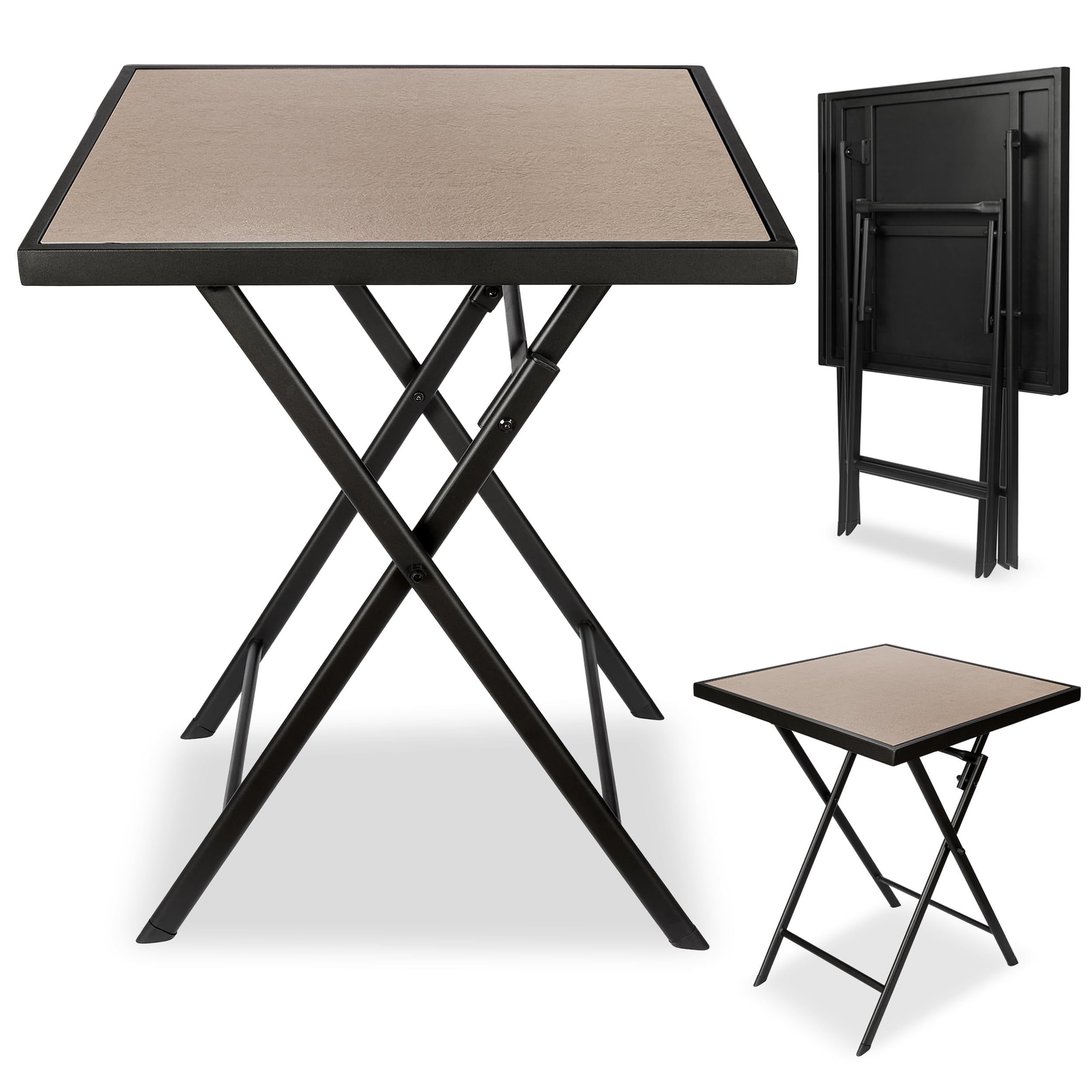 BRUBAKER Mesa de Jardín Bergamo - Tabla de Balcón 58 x 58 cm - Beige