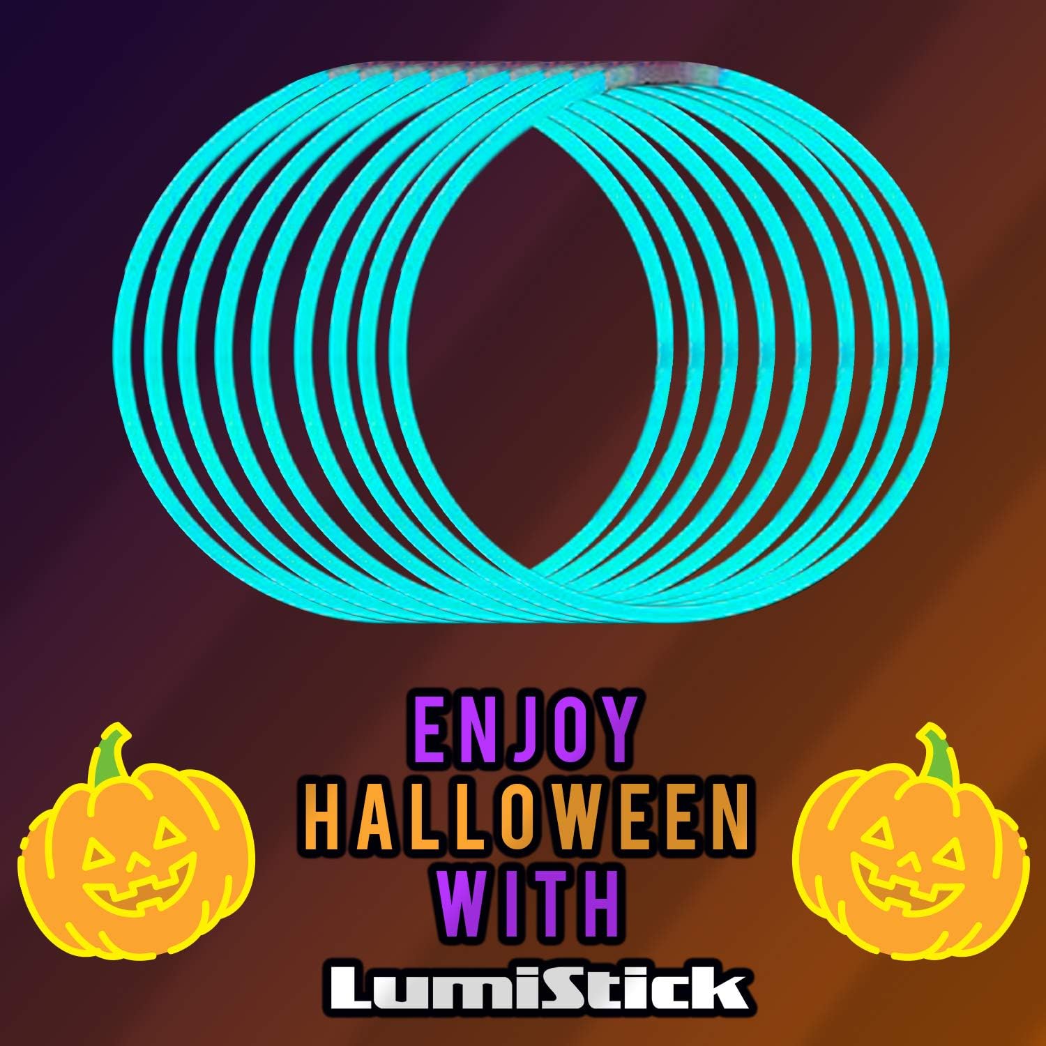 Lumistick 22 Inch Glow Stick Necklaces | Non-Toxic & Kids Safe Light Up Neckwear | Bendable Sticks with Connectors | Glows in The Dark Night Party Favor (Orange, 50 Necklaces): Toys & Games