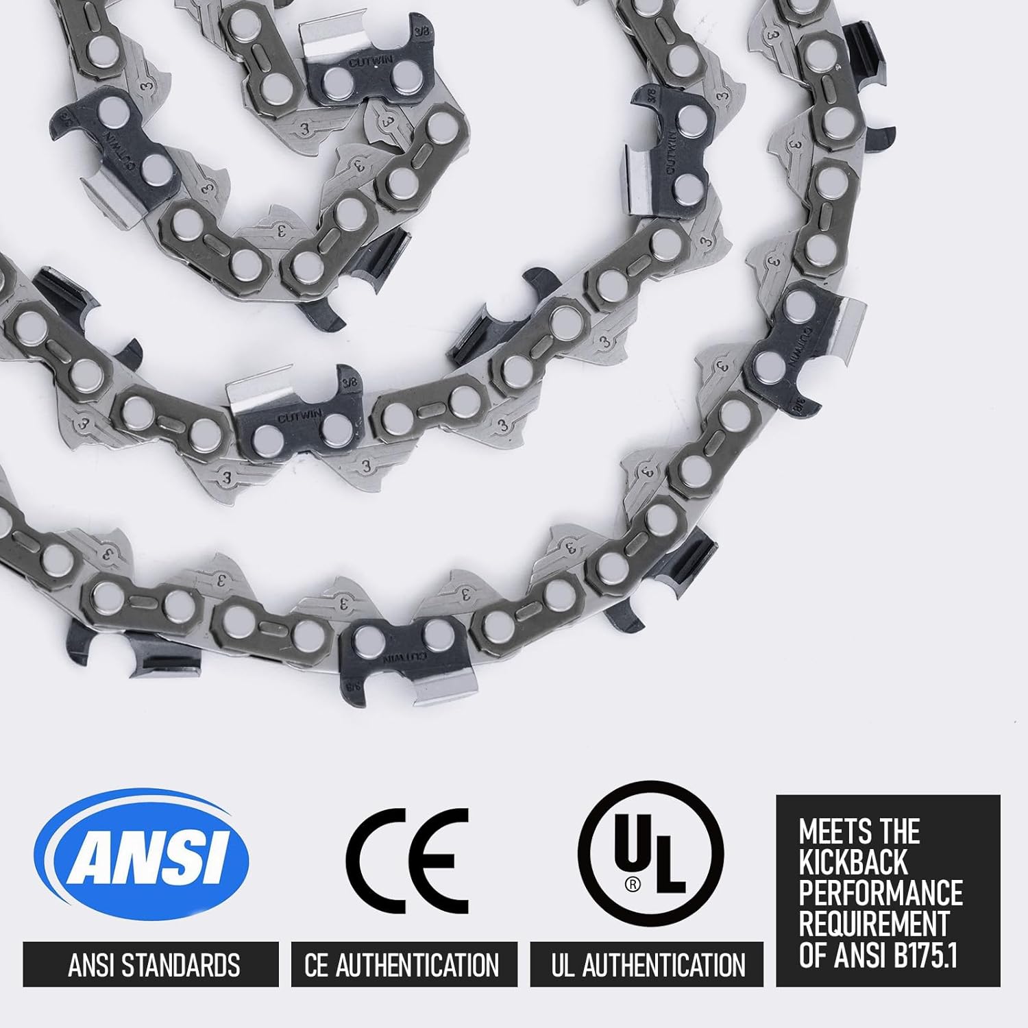 20 Inch Chainsaw Chain 3/8 Pitch, 0.050" Gauge, 70 Drive Links Fits for STIHL,Husqvarna,Echo,Ryobi,Greenworks,Ego,Poulan Pro,Craftsman and More (3 Chains)