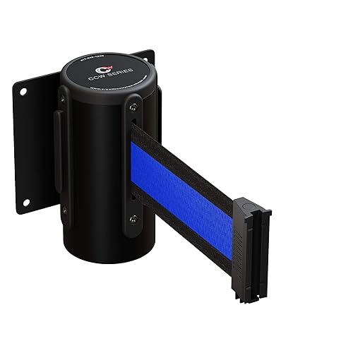 Miniatura 9 de Crowd Control Warehouse - Barrera de cinturón retráctil de montaje en pared fija Serie CCW WMB-125 - 11 pies, cinturón rosa fluorescente con caja de