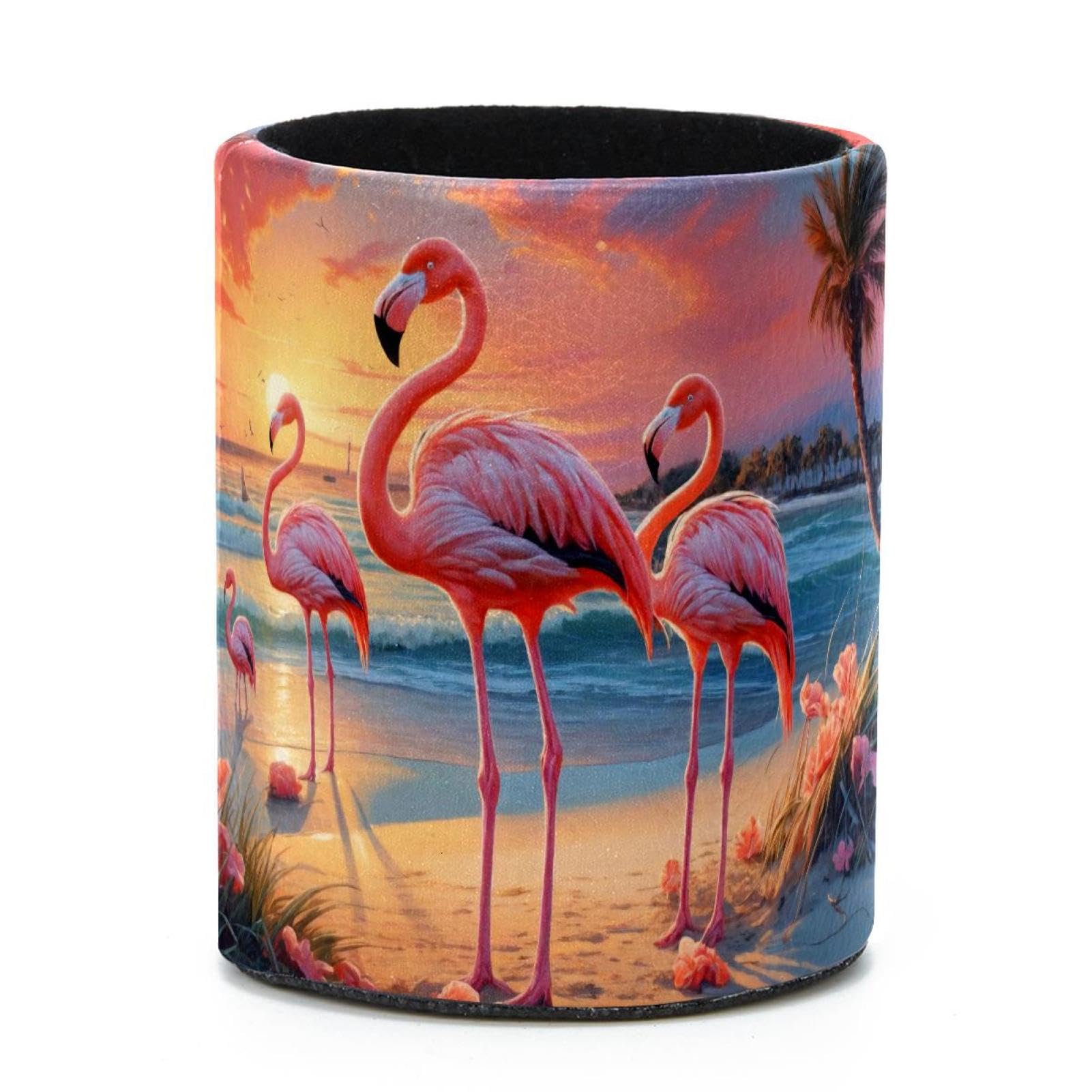 VAPOKF Round Pencil Holders for Desk, Flamingo Pen Holders Pen Pot Makeup Brushes Storage Desktop Stationery Supplies Organiser for Home Office