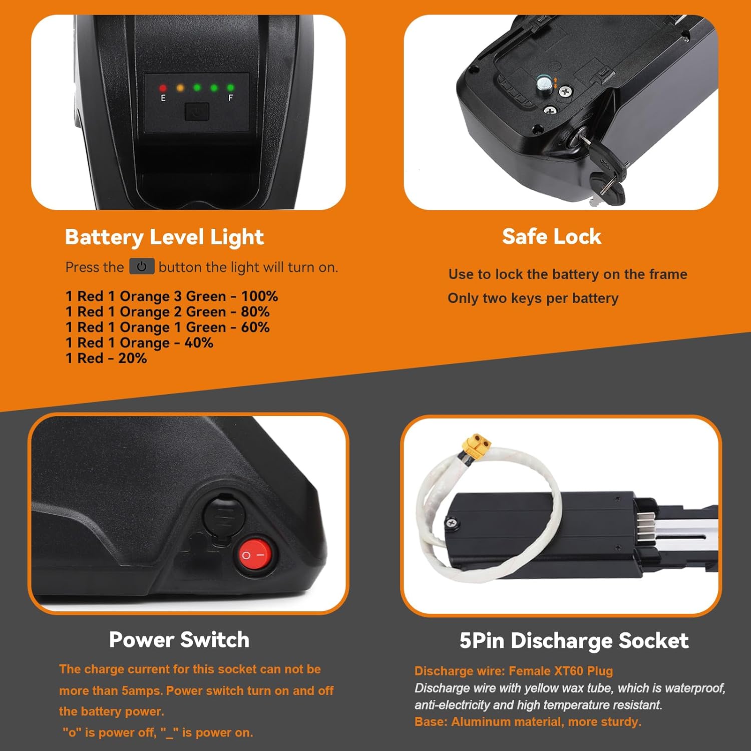 48V 10Ah 15Ah New Update Ebike Battery Pack with 30A BMS for 48V Controller 250W-1000W,NO USB Port