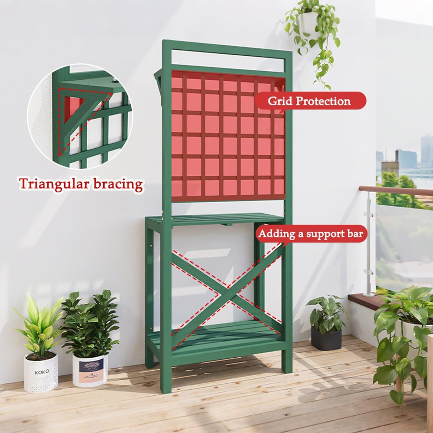 Potting Bench Table,Outdoor Potting Benches,Wooden Garden Workbench with Storage Shelves, Hooks & Solid Wood Frame for Patio, Porch, Balcony Use(Dark Green,75x40x170cm)