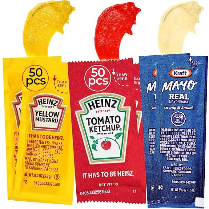 Amazon.com : Bulk Condiment Packets Variety Pack 150-Count - 50 Single ...
