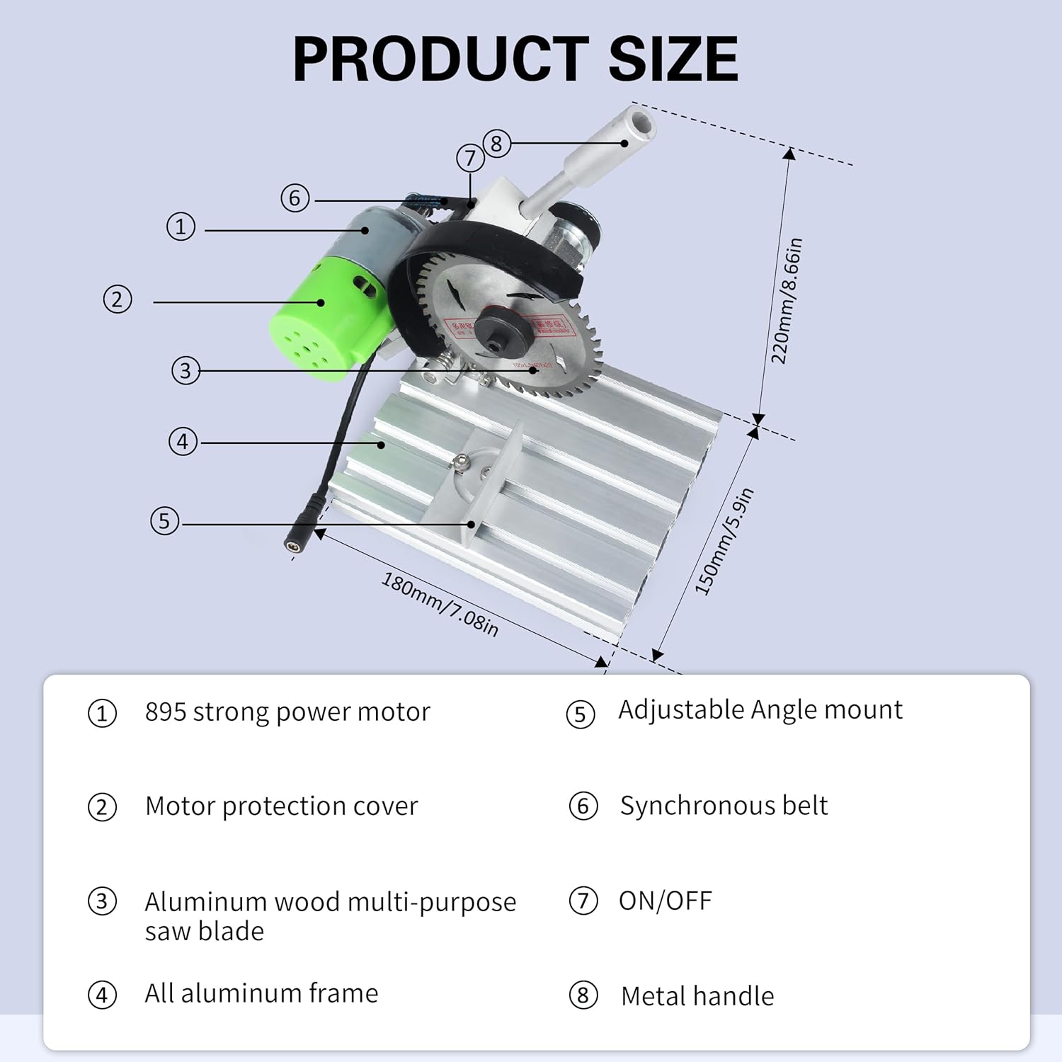 RATTMMOTOR 4" Mini Table Saw Q89-5 Multipurpose Portable Small Hobby Table Saw Cutting Machine 110V-220V, 0-45° Angle Adjustable, 895 Motor for Crafts