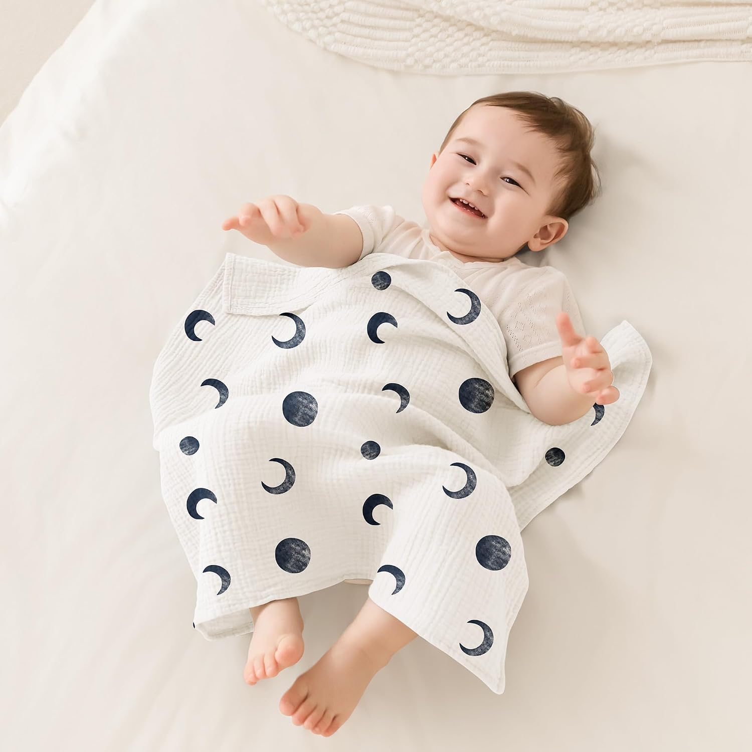 Susurration Baby Burp Cloths 5 Pack 100% Cotton Muslin Baby Washcloths 23.6 * 23.6 inch, Burping Cloths for Babies, Newborn Baby Boys Girls Essentials-Blue