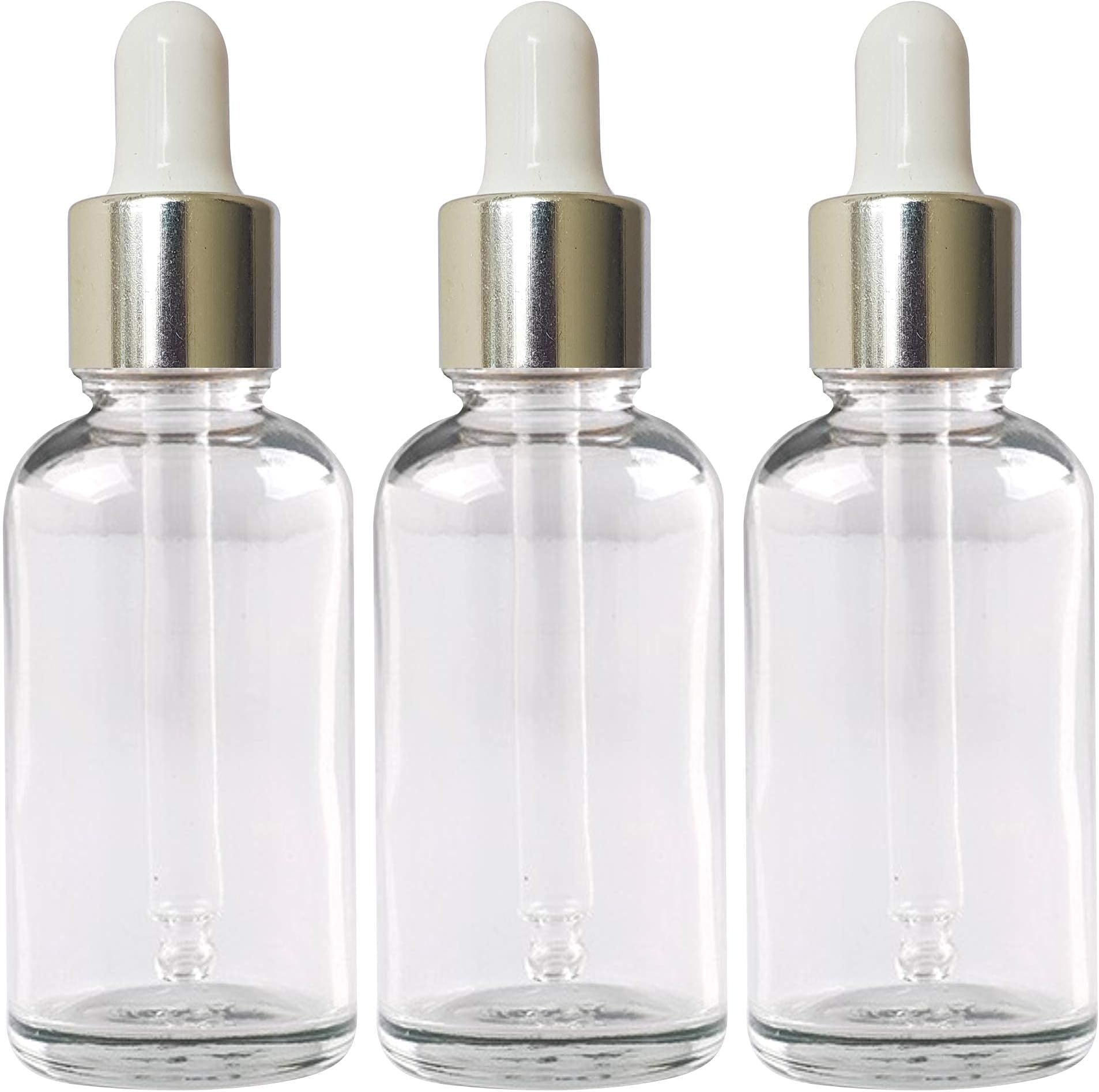 Zenvista Meditech 30ml Transparent Glass Bottle with Glass Dropper And plating Cap for Essential Oils, Fragrances, Perfumes, IY skin care (Pack of 3)…