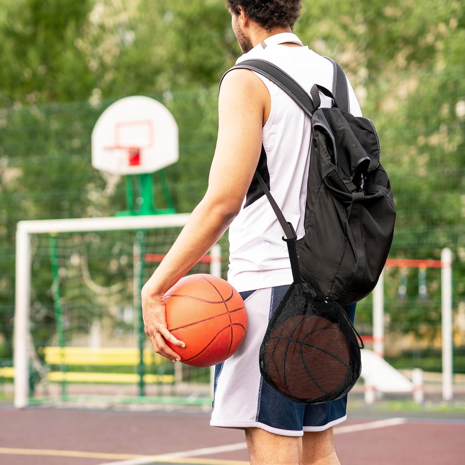 Filet de basket-ball pour 1 ballon, sac de basket-ball avec cordon de serrage, filet de football, sac à dos, sac de basket-ball, sac à balle, sac à balle, tennis, volley-ball, accessoires de