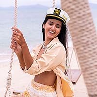 Vista 4 de Sombrero de capitán de novia marinero, sombrero de capitán de novia con velo, sombrero de despedida de soltera, sombrero de fiesta nupcial de boda