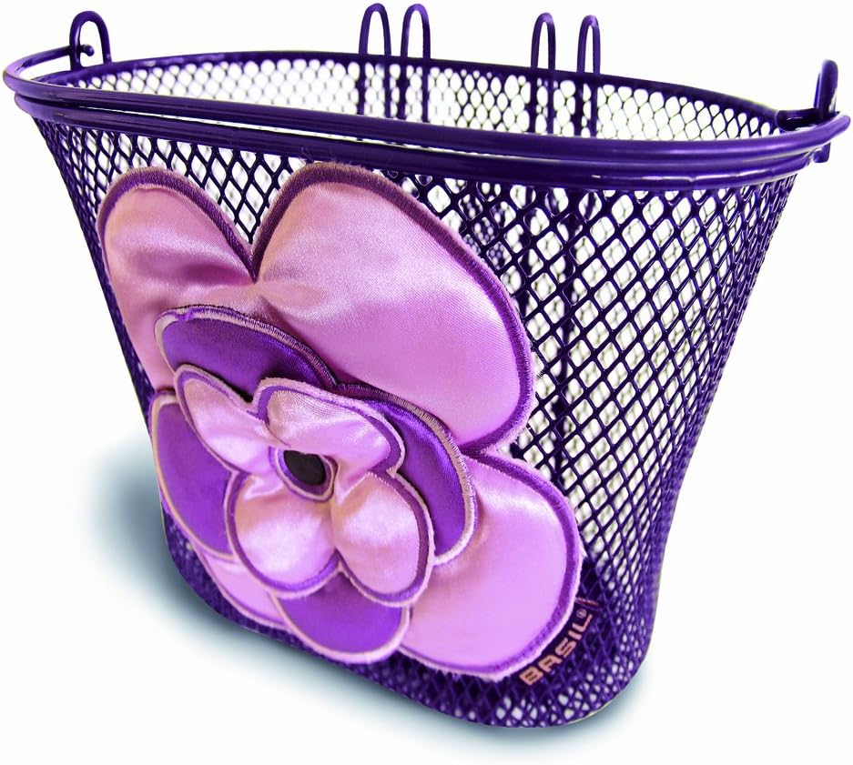 Basil Jasmin Girls Flower Bicycle Basket, Lilac/Soft Pink