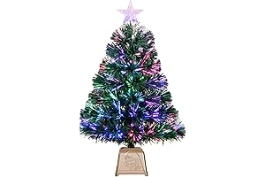 24inch Fiber Optic Christmas Tree, Pre-Lit Artificial Xmas Tree