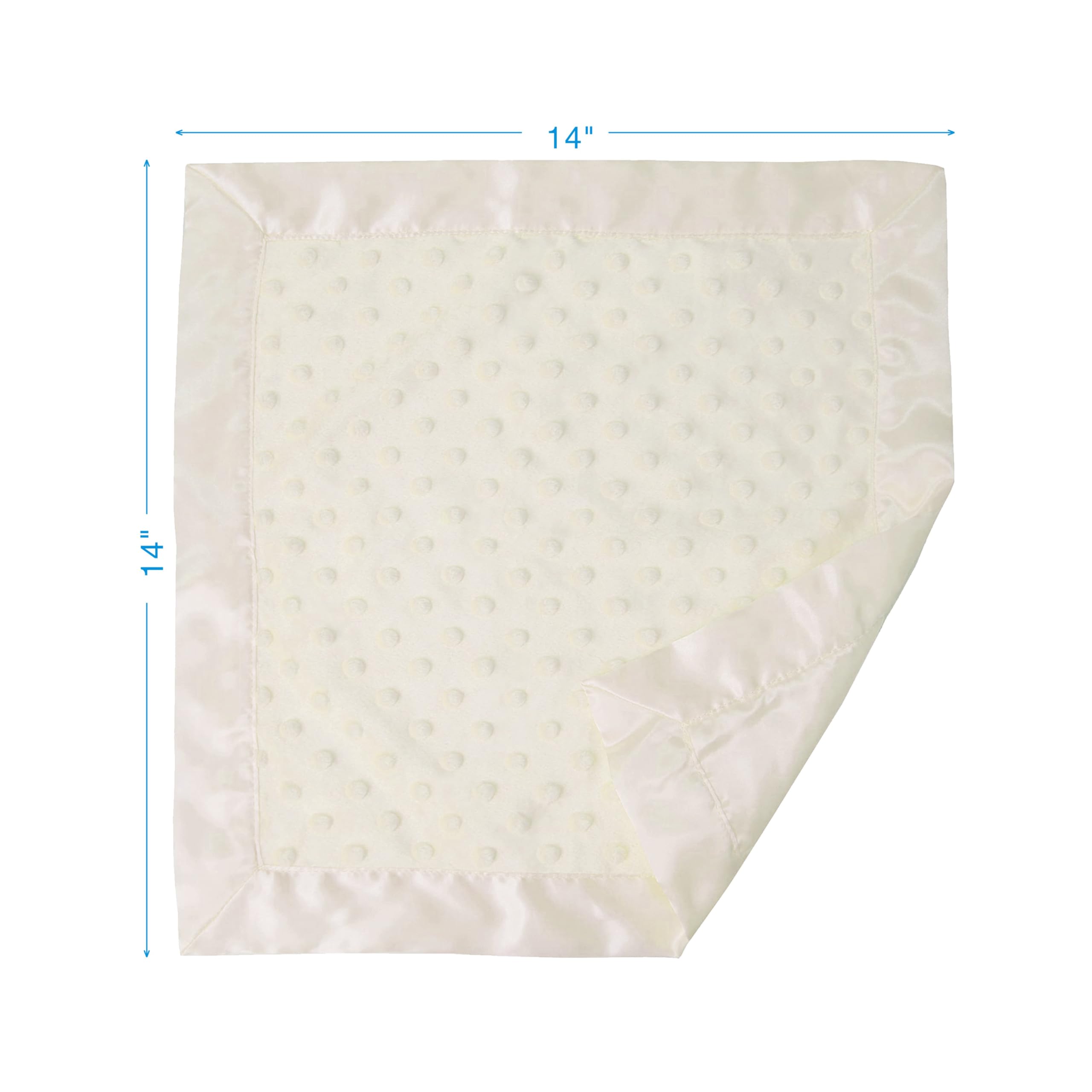 American Baby Company Heavenly - Manta de seguridad de felpilla suave, diseño de 2 capas con lunares minky y satén sedoso, crema, 14 x 14 pulgadas para niños y niñas