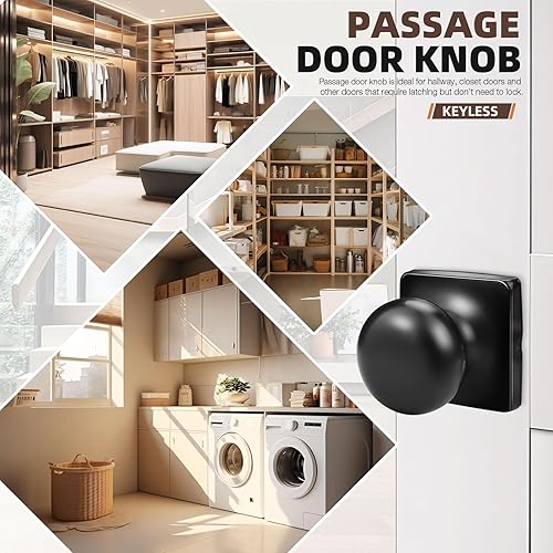 Miniatura 3 de GOBEKOR Paquete de 8 perillas para puerta de paso, perillas interiores para puerta de armario color negro mate con cerradura, perillas de puerta