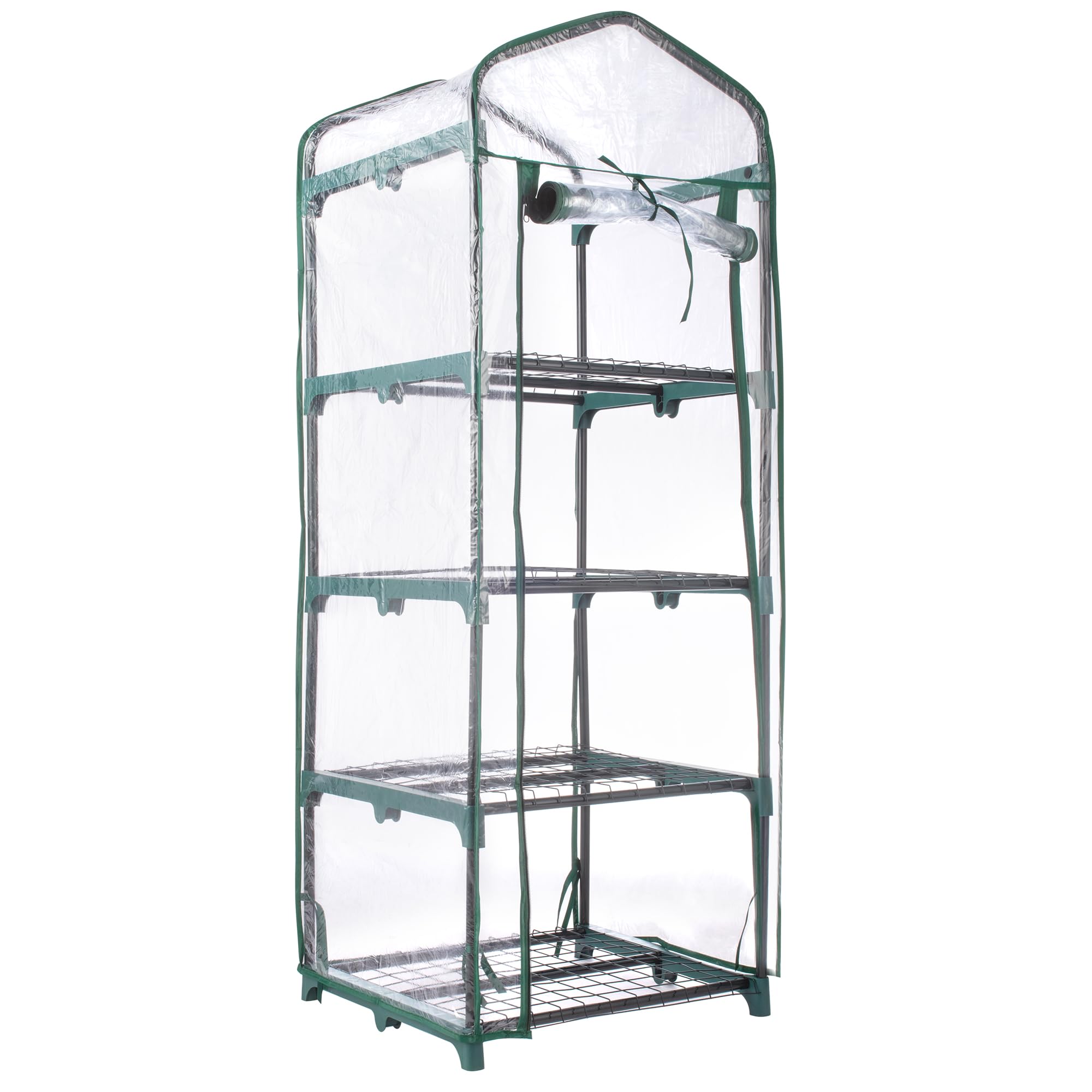 Hardys 4 Tier Mini Greenhouse Outdoor & Indoor - 4 Shelves Portable Small Gardening Growhouse, Extra Thick PVC Plastic, Roll Up Zip Panel, Reinforced Steel Frame - No Tool Assembly