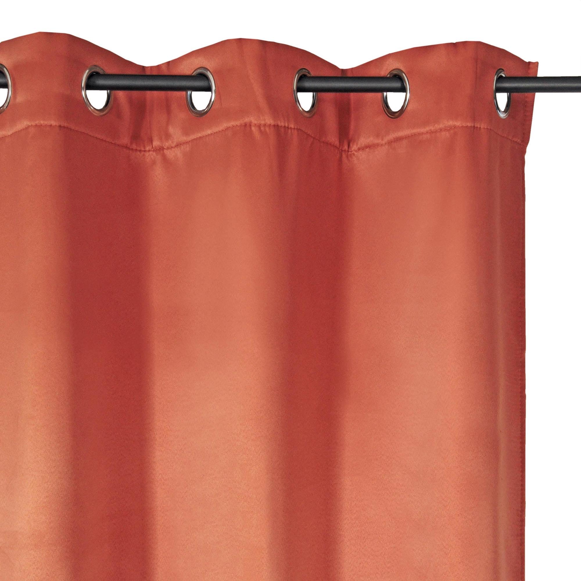 Atout Ciel Rideau Thermique doublé Polaire Ton sur Ton à œillets 140x240cm prêt a Poser, Terracotta (Lot de 2)