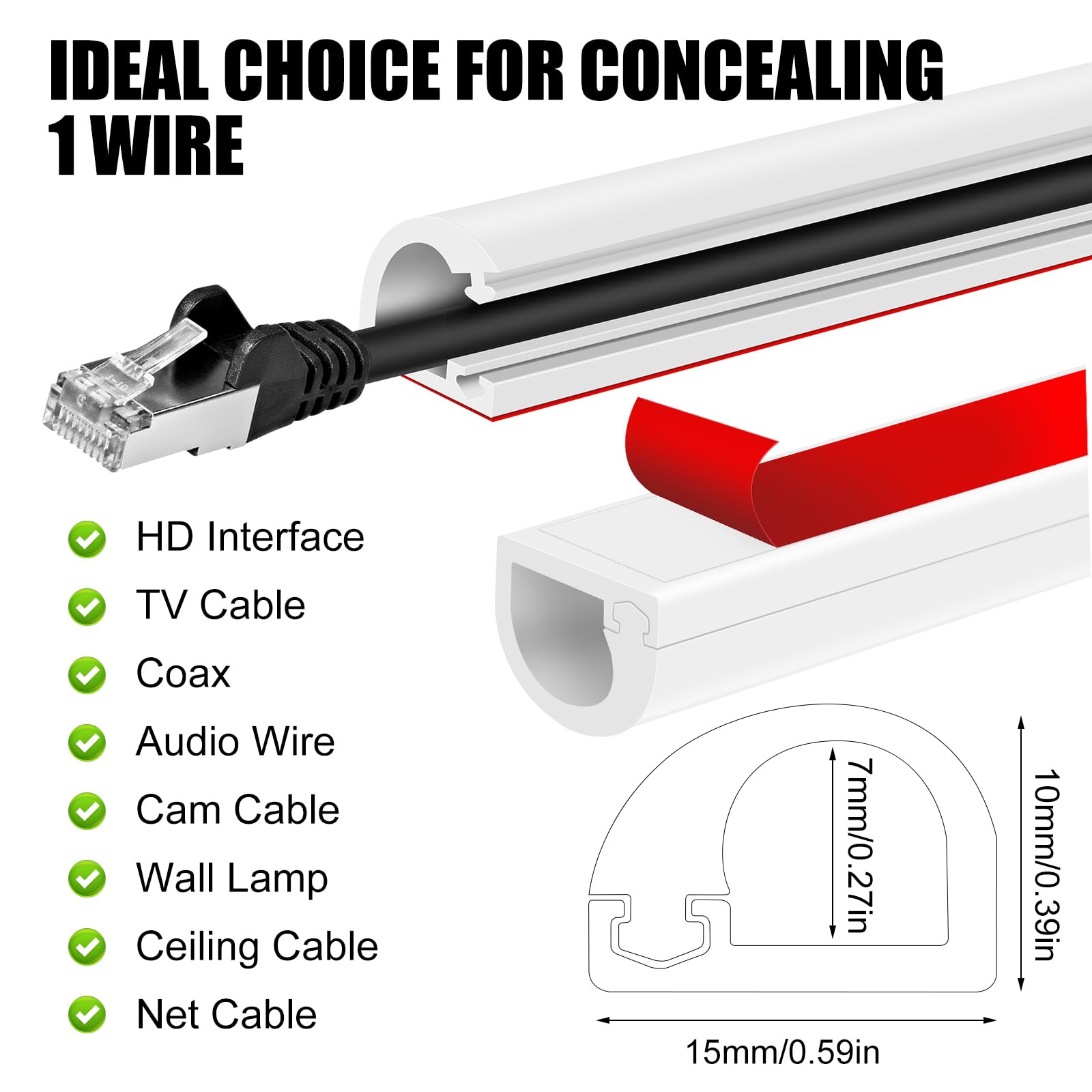 Self-Adhesive Cable Hider, Flexible Wire Cover Cable Raceway for Wires, Wall Mount TV, Home Audio, Network, Power, and Phone Line Managemen (Light Brown, 118inch)