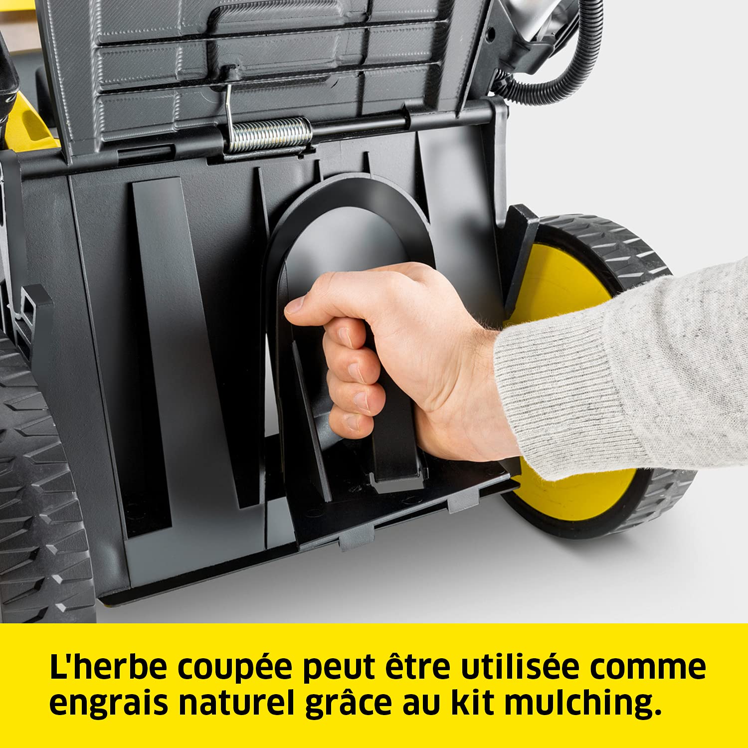Kärcher 36 V Tondeuse à Gazon sans Fil LMO 36-40, Largeur de Coupe : 40 cm, Hauteur de Coupe Réglable : 20-70 mm, Bac de Ramassage : 50 L, nécessite la batterie Kärcher 36 V, Batterie non Incluse