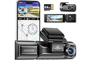 AZDOME M550 Pro 5G WiFi 3 Channels Dash Cam with Built-in GPS,...