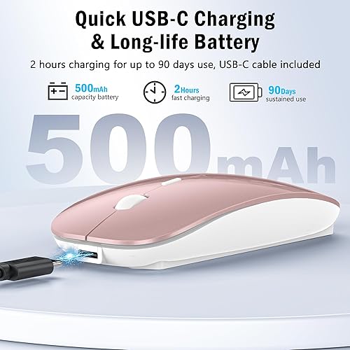 Miniatura 7 de Ratón inalámbrico Jiggler  Ratón de computadora recargable Bluetooth con motor de mouse Jiggler indetectable, mouse USB C óptico delgado de clic