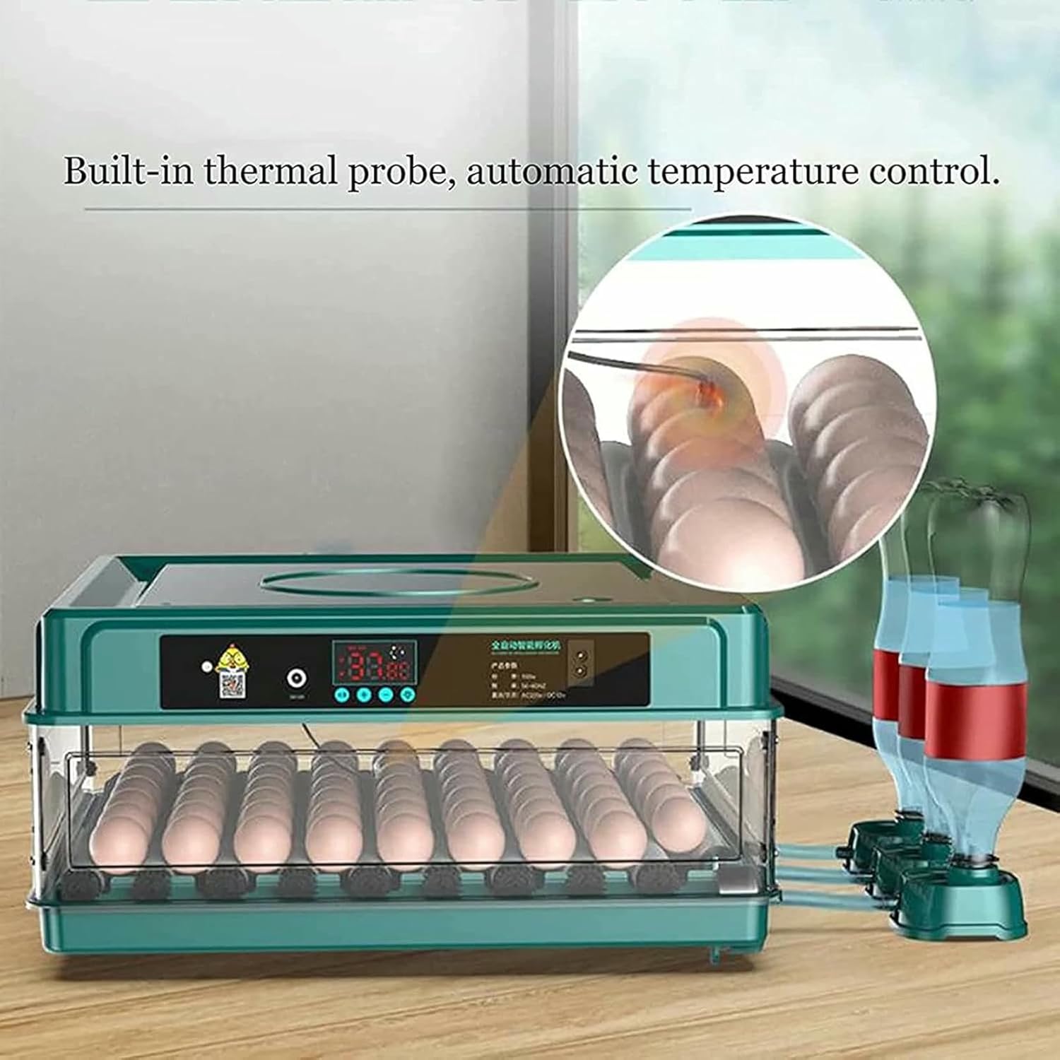 Egg Incubator, Eggs Hatching Incubator with Automatic Egg Turner, Humidity Temperature Control, Led Candler Egg Incubators Gift Set