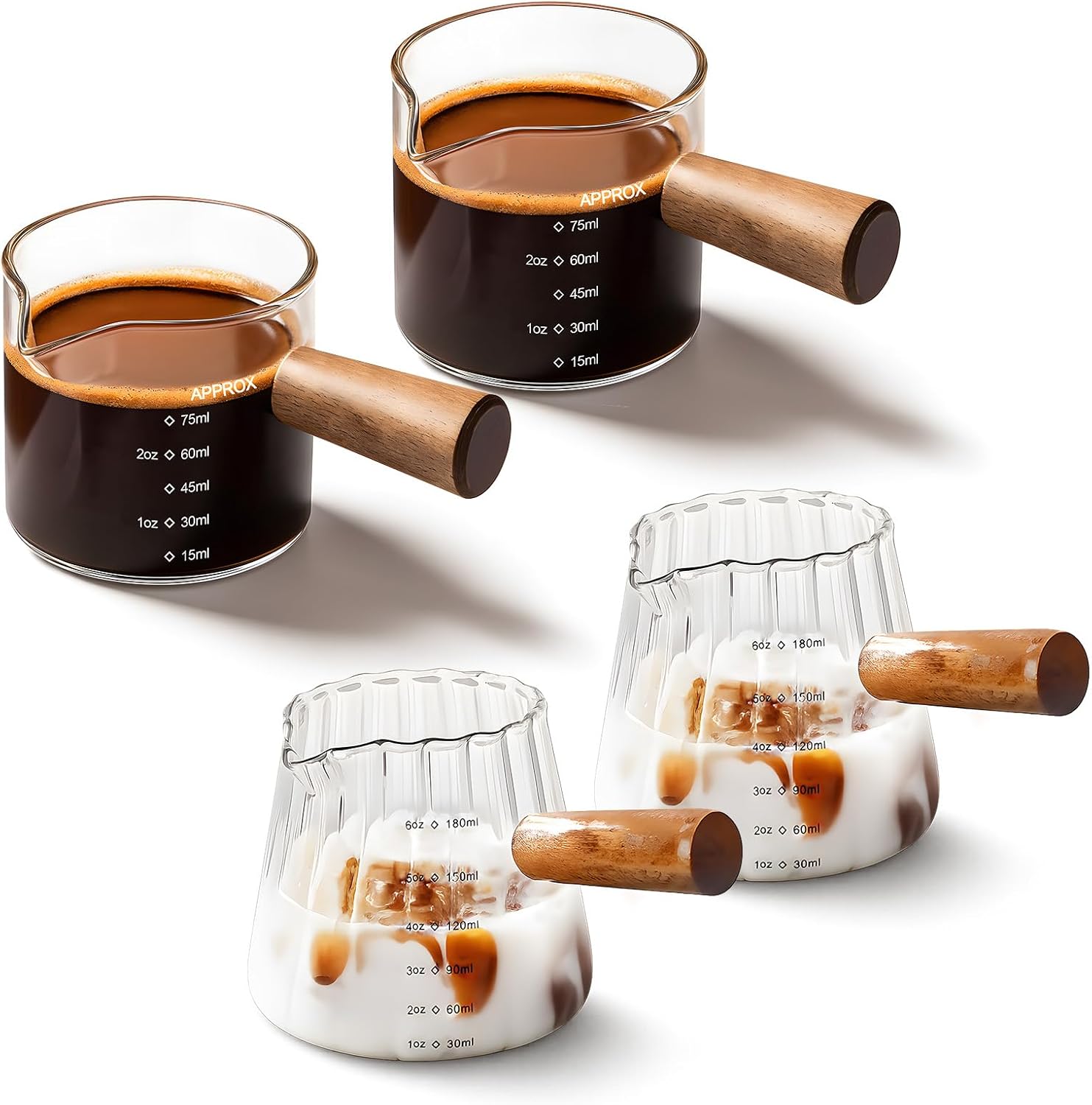 YARRAMATE 2 Pack 100ML Glass Measuring Cups & 180ML Glass Measuring Cups