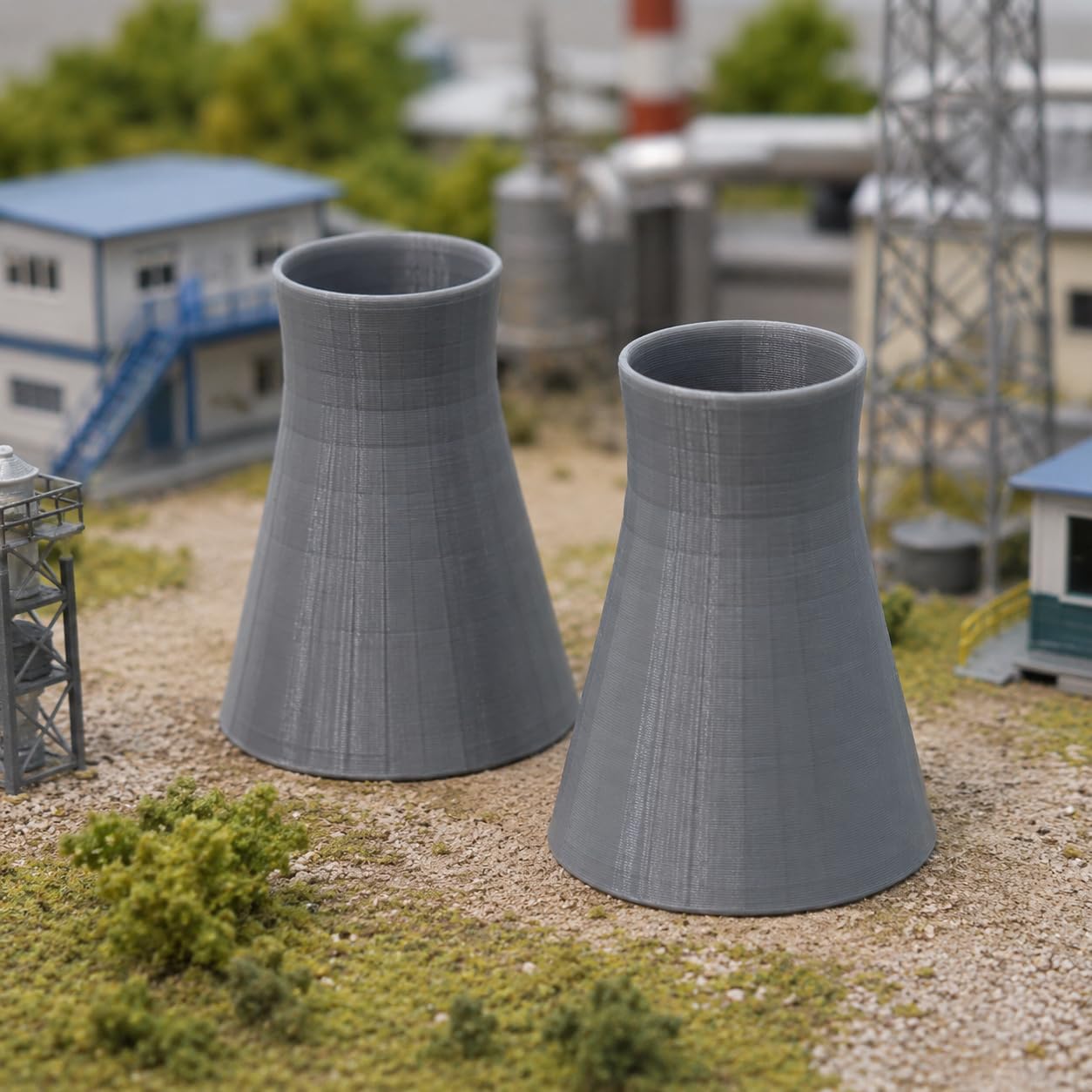 Industrial Cooling Tower Model 3D Printed Miniature, Pack of 2 | Power Plant Structure, For Dioramas, Engineering Displays, STEM Education, Architectural Displays-image-43