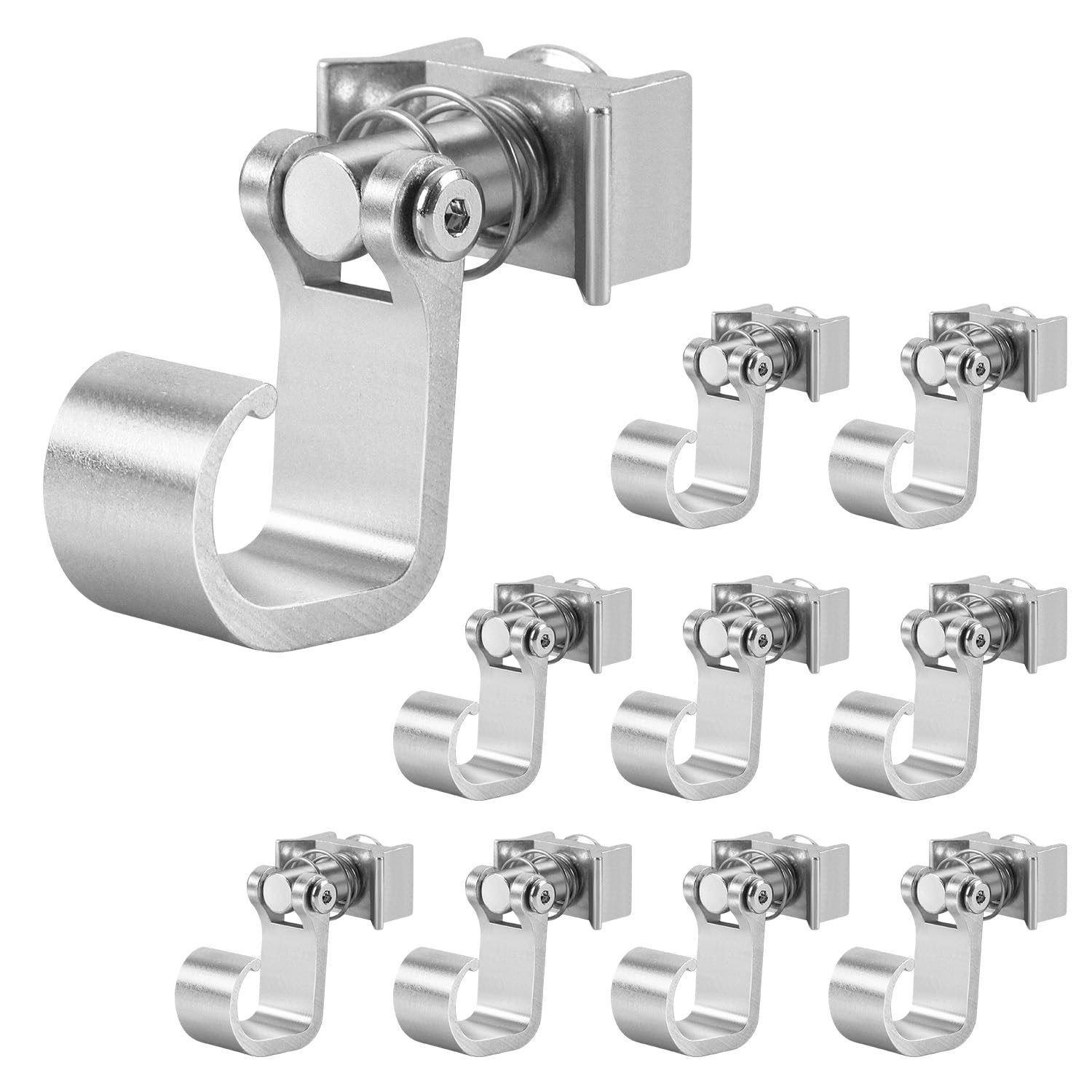 Airlineschiene Fitting 10 Stück, Airlineschiene Zubehör Haken Maximale Tragfähigkeit 45kg,Silber Eloxiert,Aluminium,Einfachendbeschlag für Zurrschienen