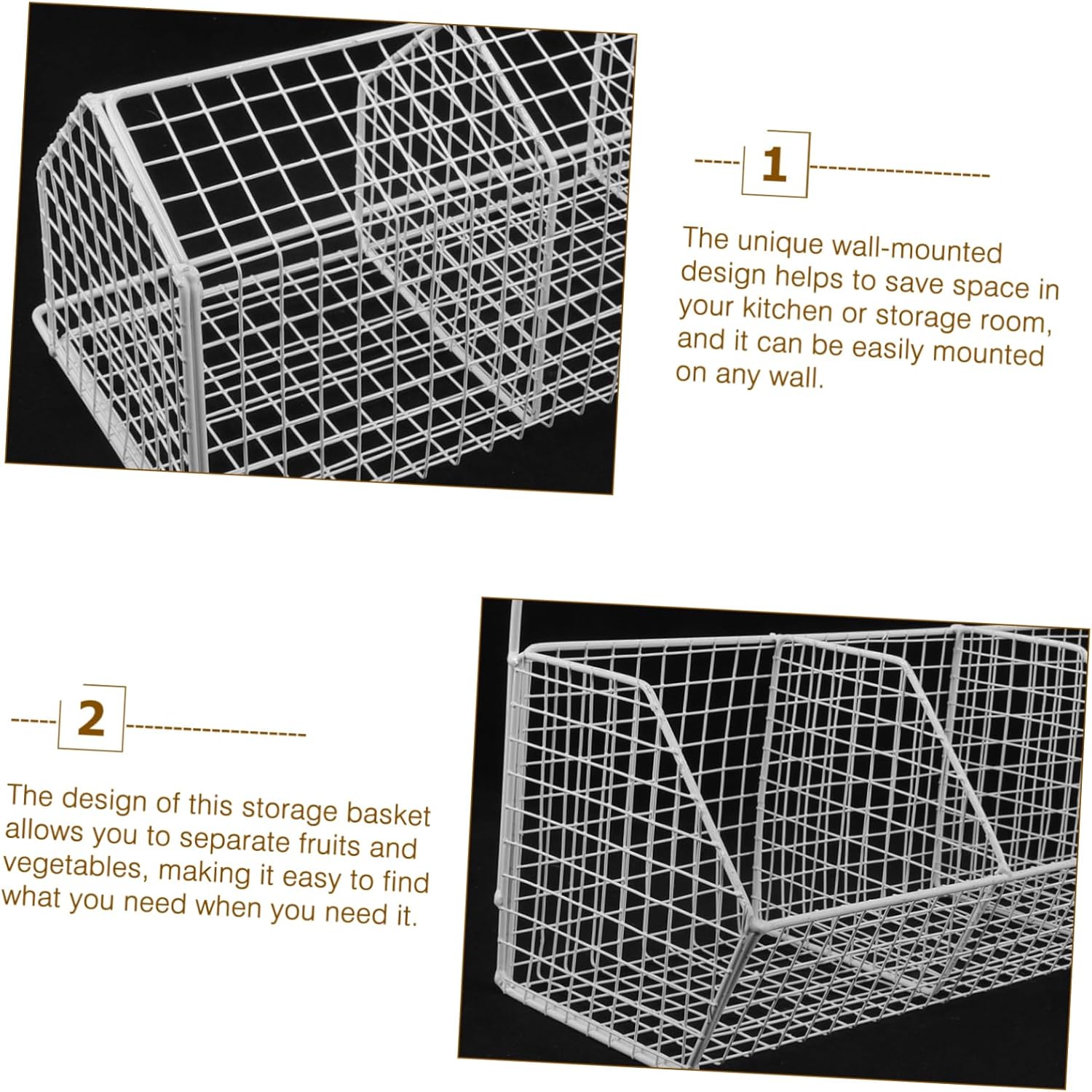 Cabilock 3pcs Wall Mounted Baskets Kitchen Storage Holder Garlic Basket Wall Fruit Easy Install