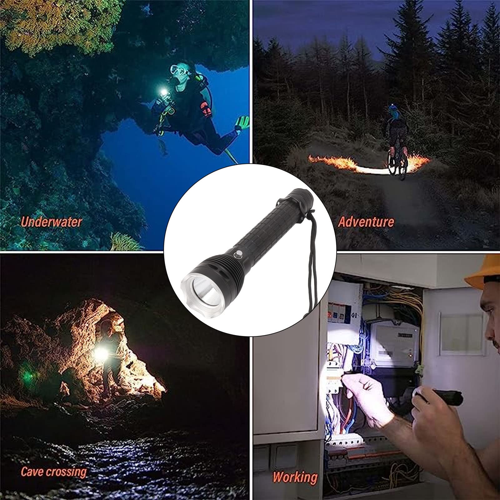 Torcia Subacquea Impermeabile IPX8 3200 per Immersioni Deep Sea
