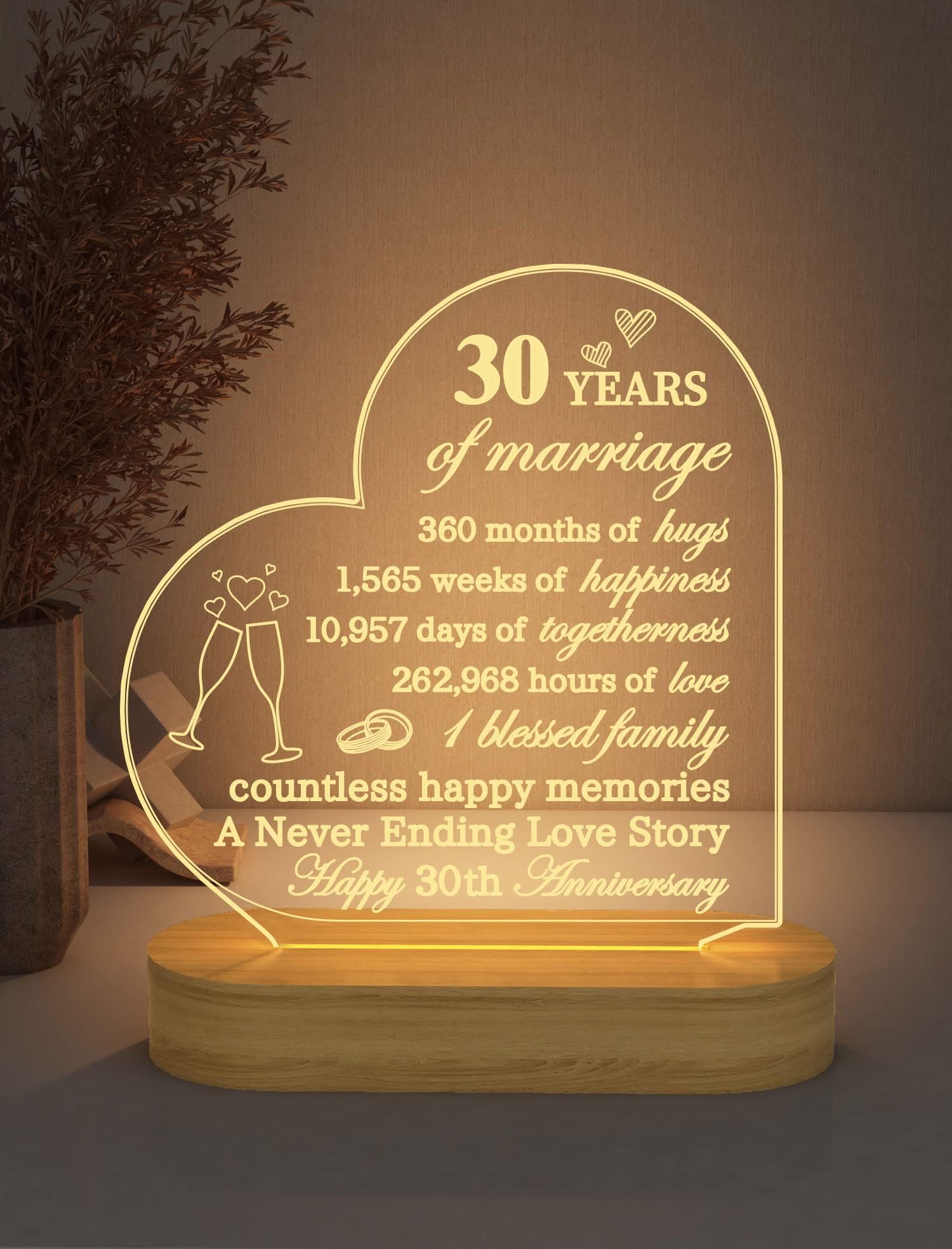 – Anniversary Wedding Gifts for Him/Her, I Love You Night Light 3D Illusion Lamp for Couple Wife Husband Romantic Valentines Wedding Day Present (30th)