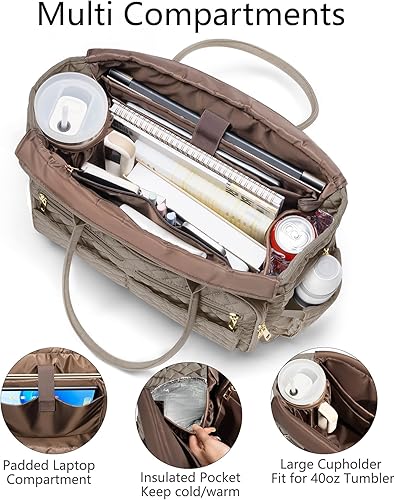 Miniatura 3 de Teacher Bags for Women, 15.6 inch Laptop Work Tote Bag Quilted Nurse Bible Computer Shoulder Bag for School Travel | Dream Tote Work Bag, with 40oz