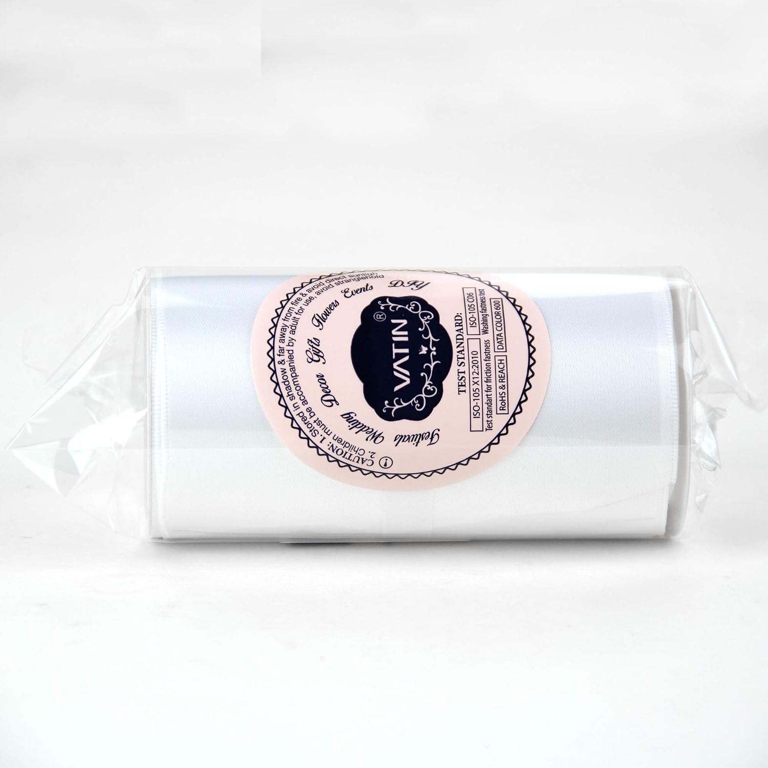 VATIN Double Face White Satin Ribbon 4" Continuous 5 Yards,White Polyester Fabric Ribbon use for Bows Bouquet, Gift Wrapping, Floral Arrangement Wedding Decoration