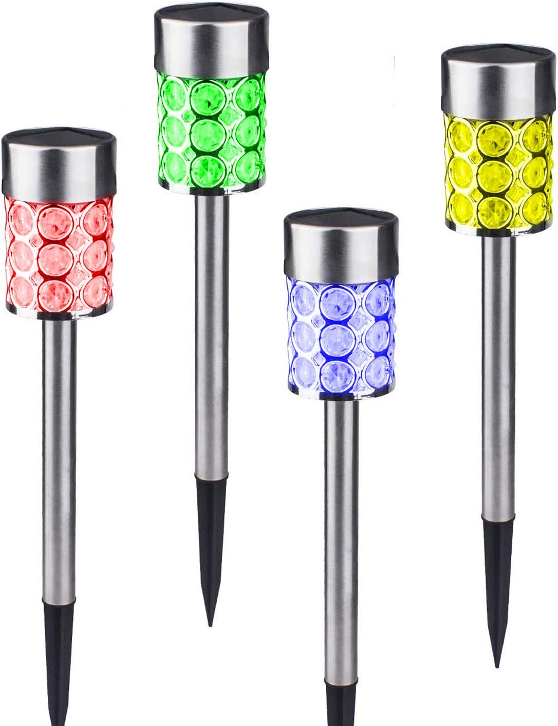 Solar Lights Outdoor,Solar Pathway Lights, Color Change Solar Stake Lights for Garden, Patio, Walkway, 4 Pack