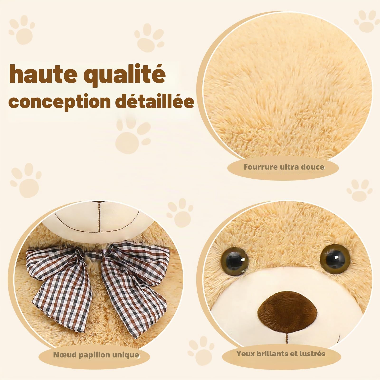 MorisMos 140cm Ours en Peluche Geant, XXL Brun Nounours Géant 1.4m Mignonne Douce Peluche Grand, Grosse Teddy Bear Jouet Cadeau pour Enfant Fille Femme Anniversaire Noël Deco