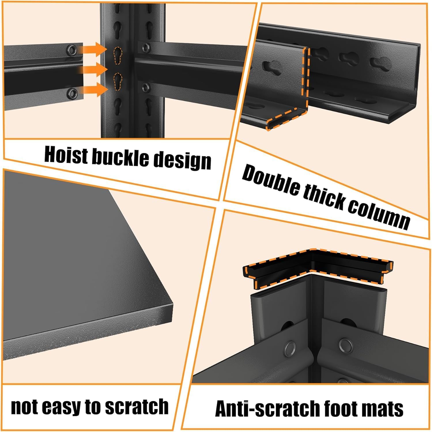 4-Tier Kitchen Storage Shelves, Island Table for Kitchen, Metal Shelves Organizer, Microwave Stand, Coffee Bar for Small Spaces, Adjustable Shelves for Pantry, Living Room (13.8"D x 23.6"W x 44.1"H)