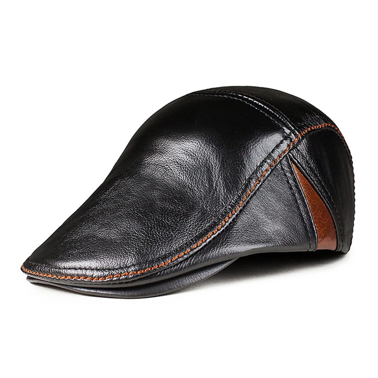 Męskie Beret Ivy Cap Prawdziwej Skóry Gatsby Jesień Zima Ciepła Casual Flat Cap