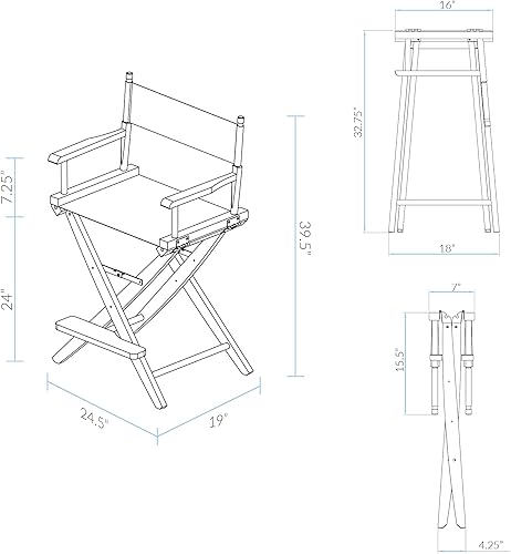 Miniatura 4 de American Trails Mission - Silla de directores de lona natural con marco de roble de 24 pulgadas de alto, altura de mostrador
