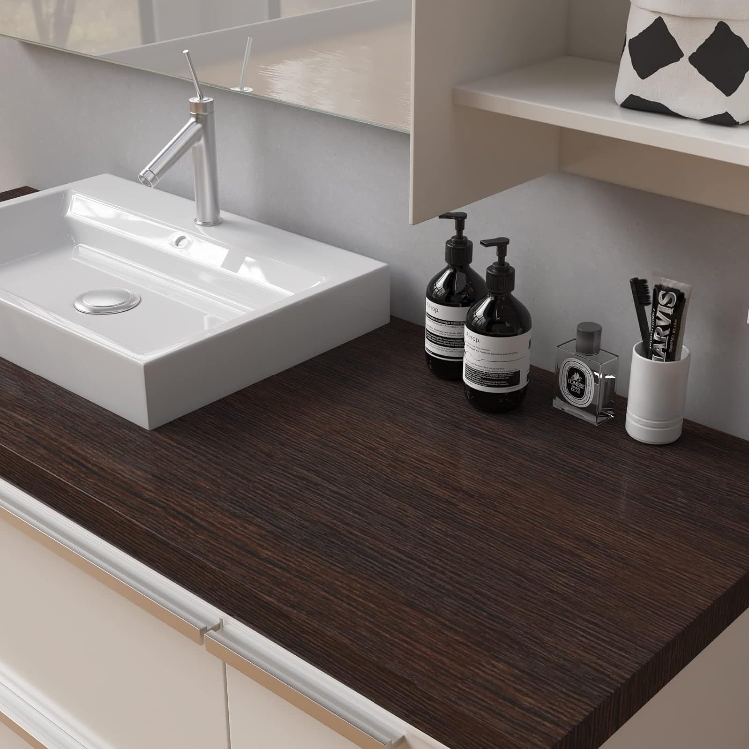 Stickyart 36"x160" Dark Wood Contact Paper for Countertops Waterproof Vintage Wood Grain Contact Paper for Cabinets and Drawers Removable Textured Wood Wallpaper Peel and Stick Wallpaper Self Adhesive