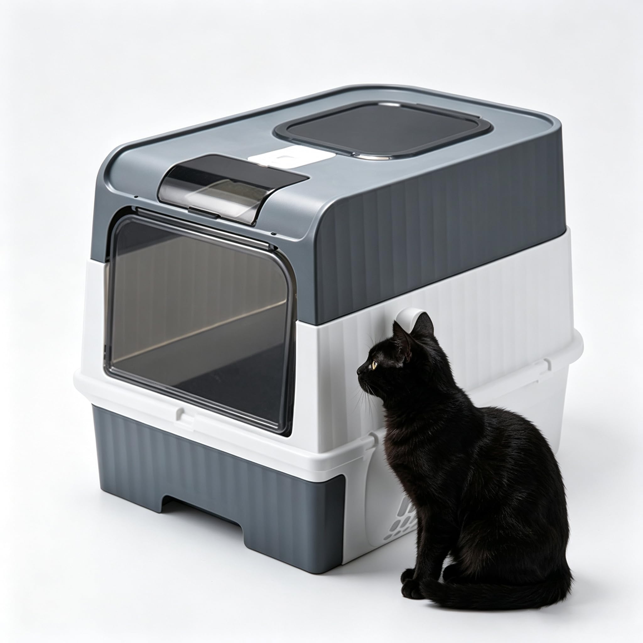 Large Cat Litter Tray with Lid & Top Entry,Hooded Enclosed Cat Litter Box