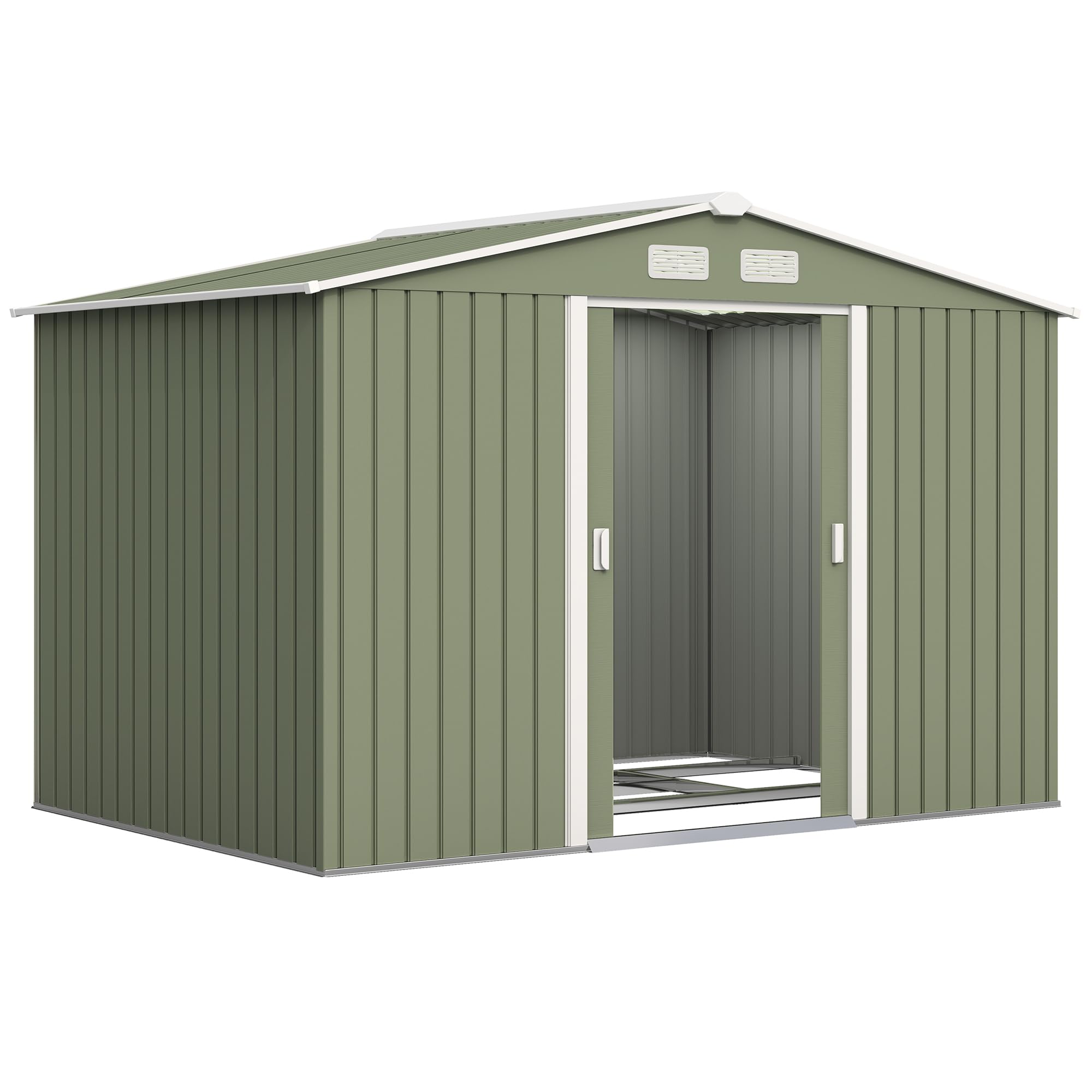 Outsunny Caseta de Jardín Exterior, 5 m² 277x195x192 cm, Cobertizo de Jardín Exterior Metálico con 2 Puertas Correderas, Base Refuerzo (Suelo NO Incluido) y 4 Ventanas, Gris — view 11