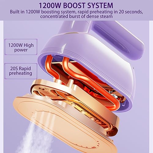 Miniatura 2 de Plancha de vapor de mano, 1200 W de alta potencia, máquina de planchar de doble propósito en seco y húmedo, máquina de planchar con mango giratorio