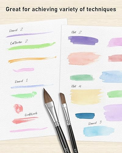 Miniatura 3 de Nicpro Kolinsky Sable - Juego de 10 pinceles de acuarela profesionales con soporte de nailon para acuarela, tintas acrílicas de gouache, pintura con