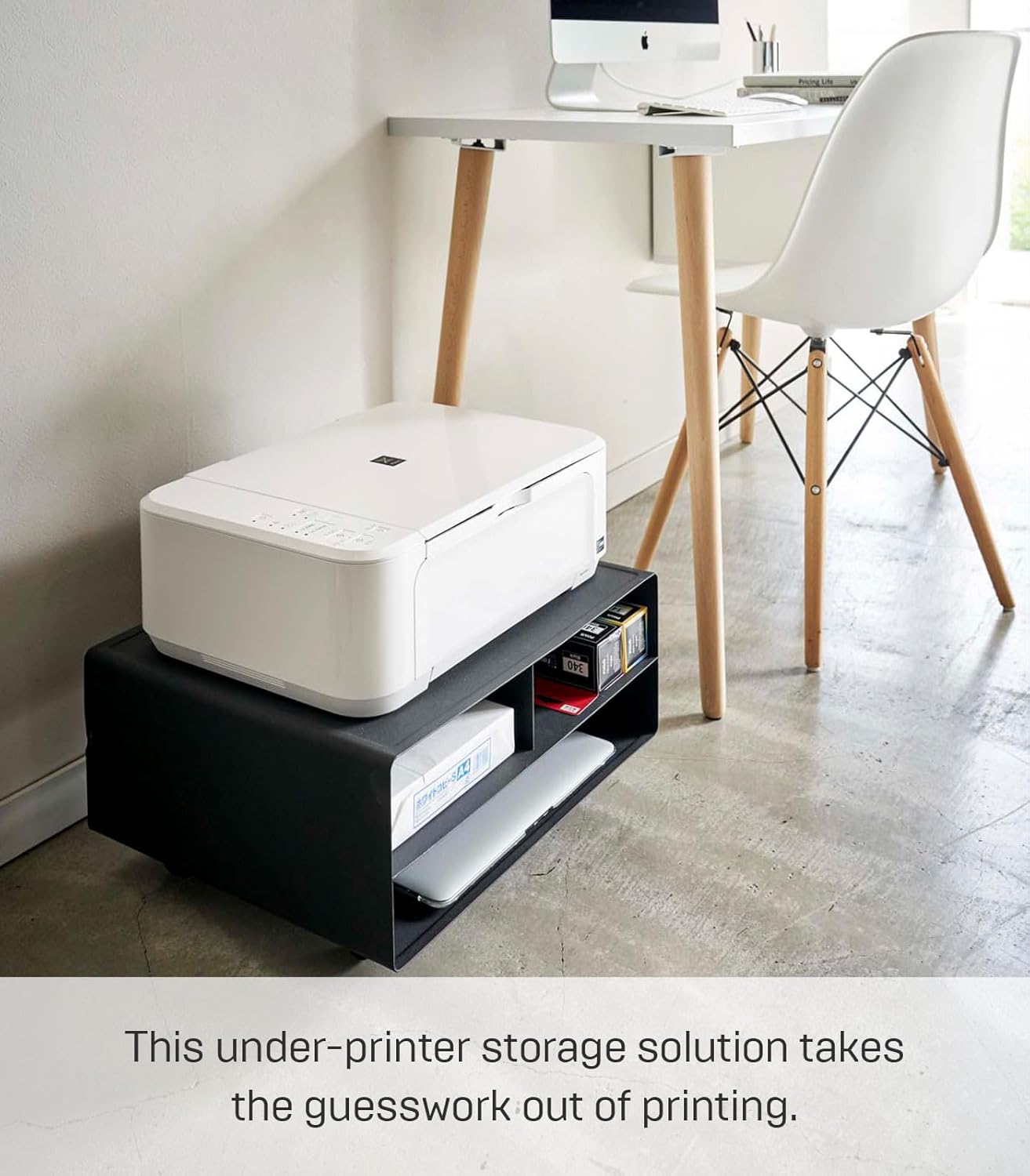 YAMAZAKI Home Tower Desktop Printer Stand - Computer Accessory Office Organizer - Steel