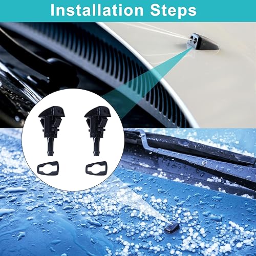 Miniatura 3 de Paquete de 2 boquillas para limpiaparabrisas delantero, limpiaparabrisas para Chrysler para Dodge para Ram 2004-2016, repuesto 4805742AB 55077460AA