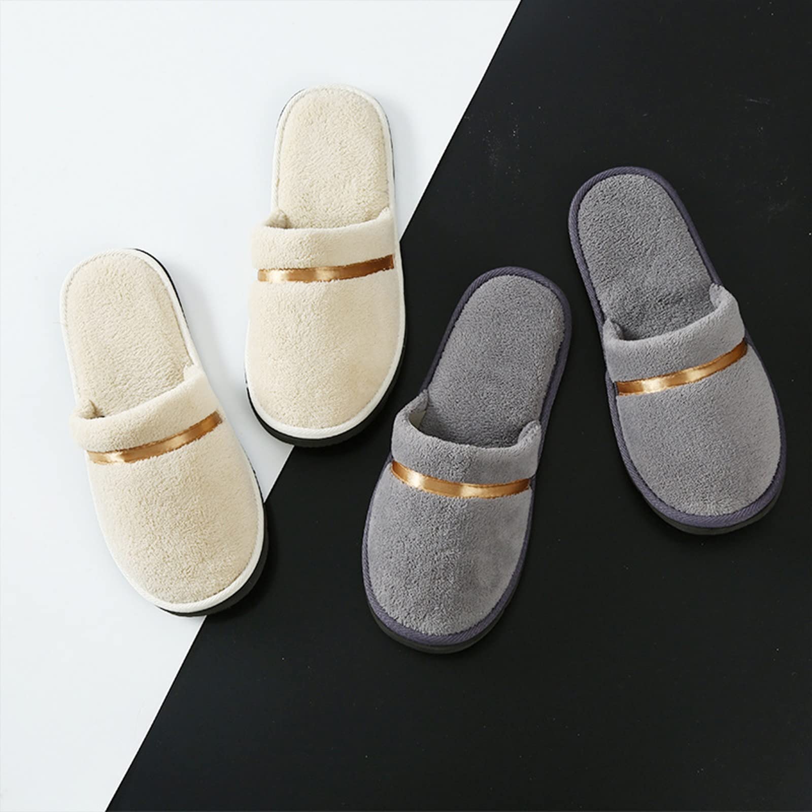 10 Pares de Zapatillas de SPA no Desechables, Zapatillas de SPA mullidas con Punta Cerrada para Hotel, hogar, Uso de huéspedes, se adaptan a la mayoría de Hombres o Mujeres (Color: Gris Oscuro,
