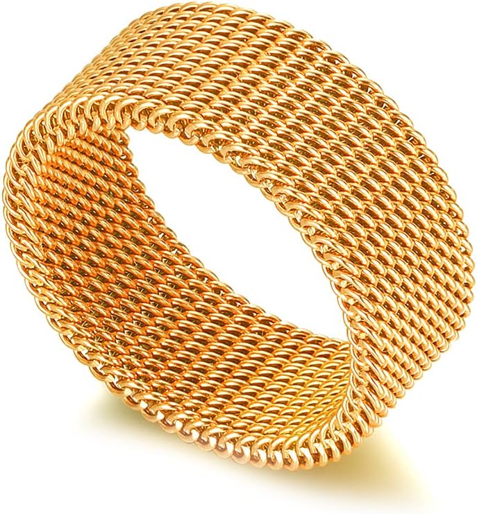 Fashion 18K Gold Stainless Steel Mesh Band Ring Bhutan Ubuy - Main Image