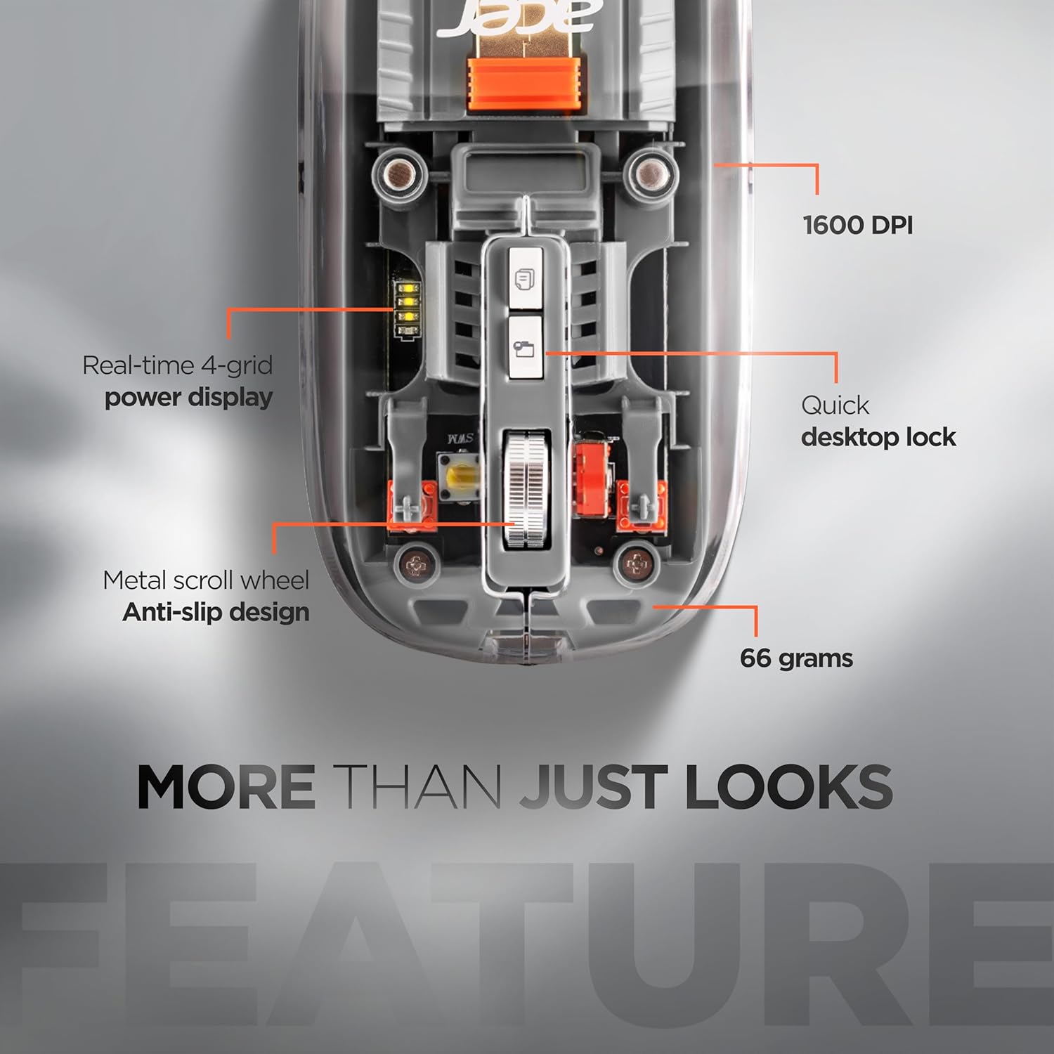 Acer Clearview Transparent Wireless Mouse with Triple-Mode Connectivity, Silent Click Tech, Metal Scroll Wheel,1600 DPI Optical Sensor, USB-C Charging, Compatible Windows, MacOS, iOS, Android-Grey 42 71sSOmYa+QL. SL1500